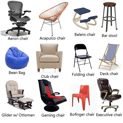 各種椅子英文